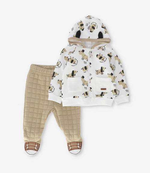 Buzo recién nacido con perritos 0 meses / Crudo