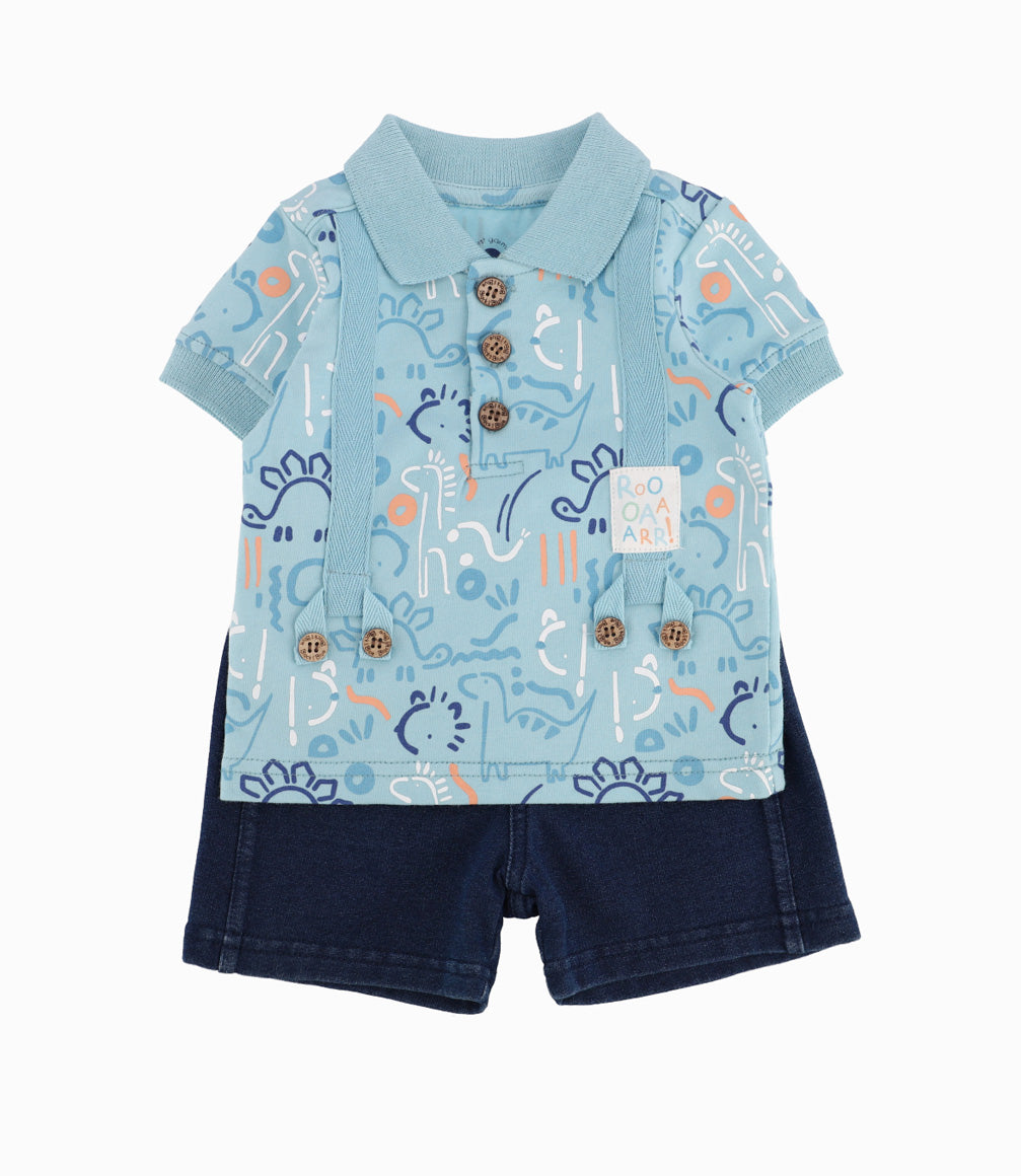 Conjunto Recién Nacido De Polera Y Bermudas 0 meses / Menta