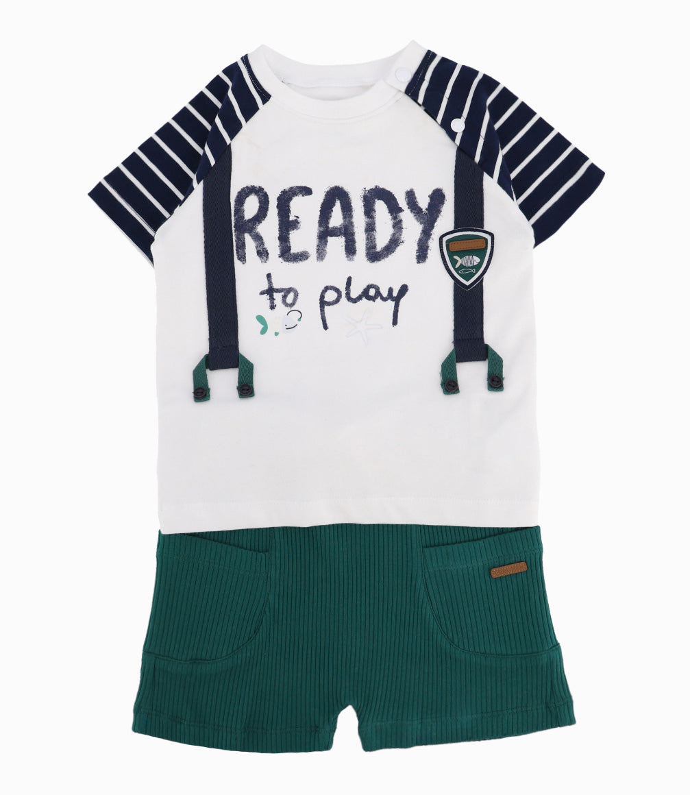 Conjunto Recién Nacido De Polera Y Bermudas 0 meses / Verde