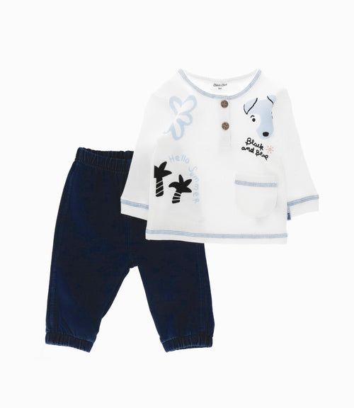 Conjunto recién nacido de polera y pantalón 0 meses / Blanco