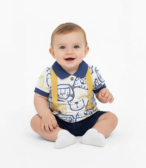 Conjunto recién nacido con suspensores