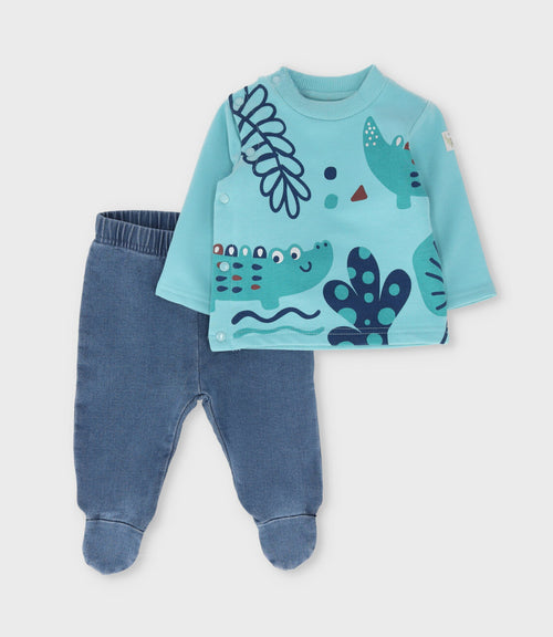 Conjunto recién nacido con cocodrilo 0 meses / Menta