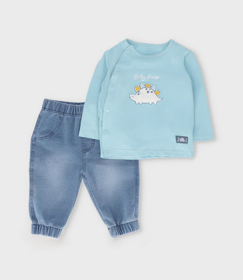 Conjunto recién nacido baby dino 0 meses / Menta