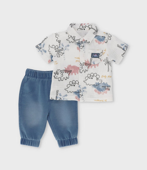 Conjunto recién nacido con camisa 0 meses / Blanco