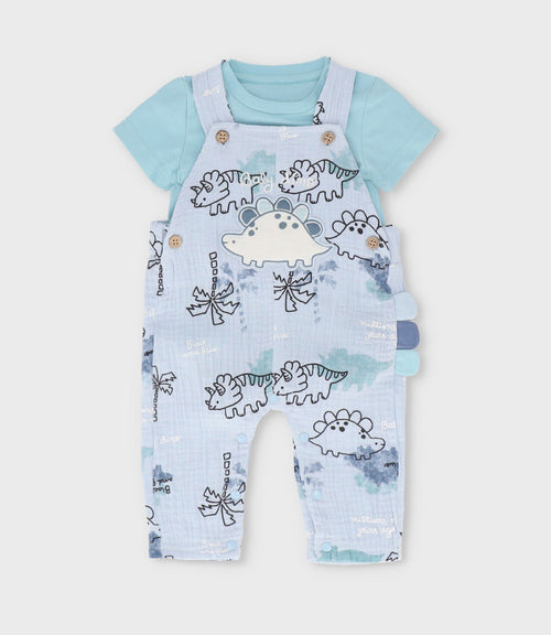 Conjunto recién nacido de jardinera 0 meses / Celeste