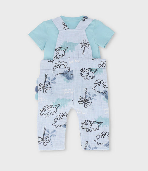 Conjunto recién nacido de jardinera 0 meses / Celeste