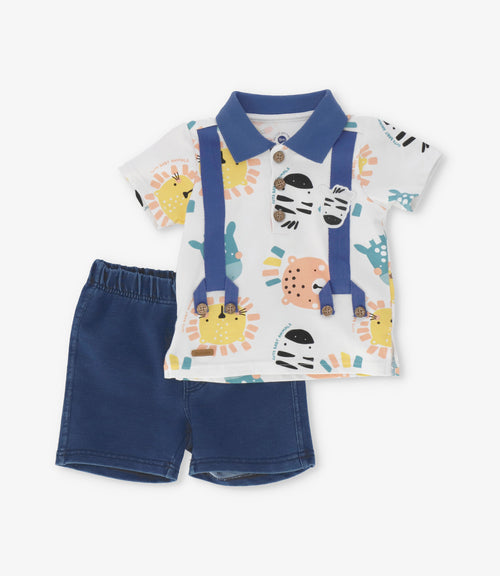 Conjunto recién nacido con animales 0 meses / Crudo