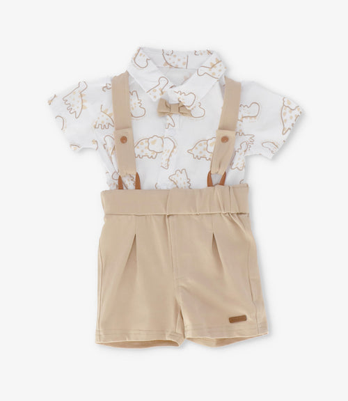 Conjunto recién nacido con dinosaurios 0 meses / Blanco