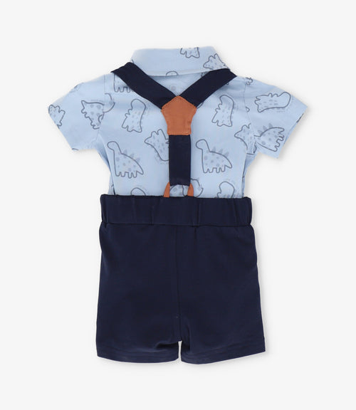 Conjunto recién nacido con dinosaurios 0 meses / Celeste