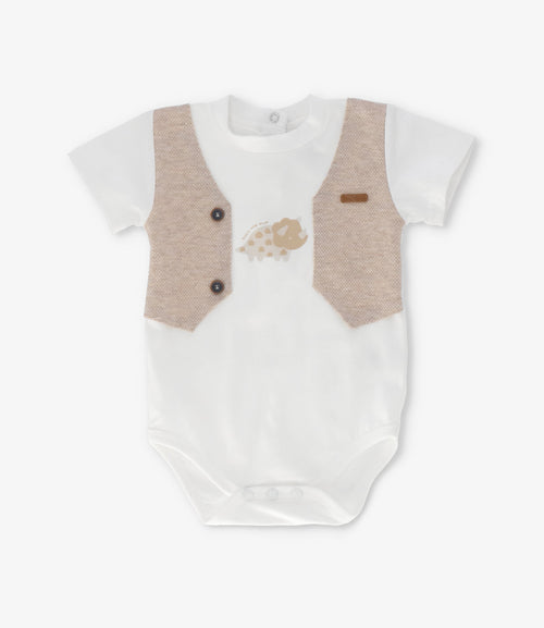 Conjunto recién nacido con dinosaurio 0 meses / Beige