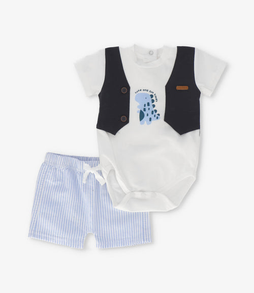 Conjunto recién nacido con dinosaurio 0 meses / Azul Marino