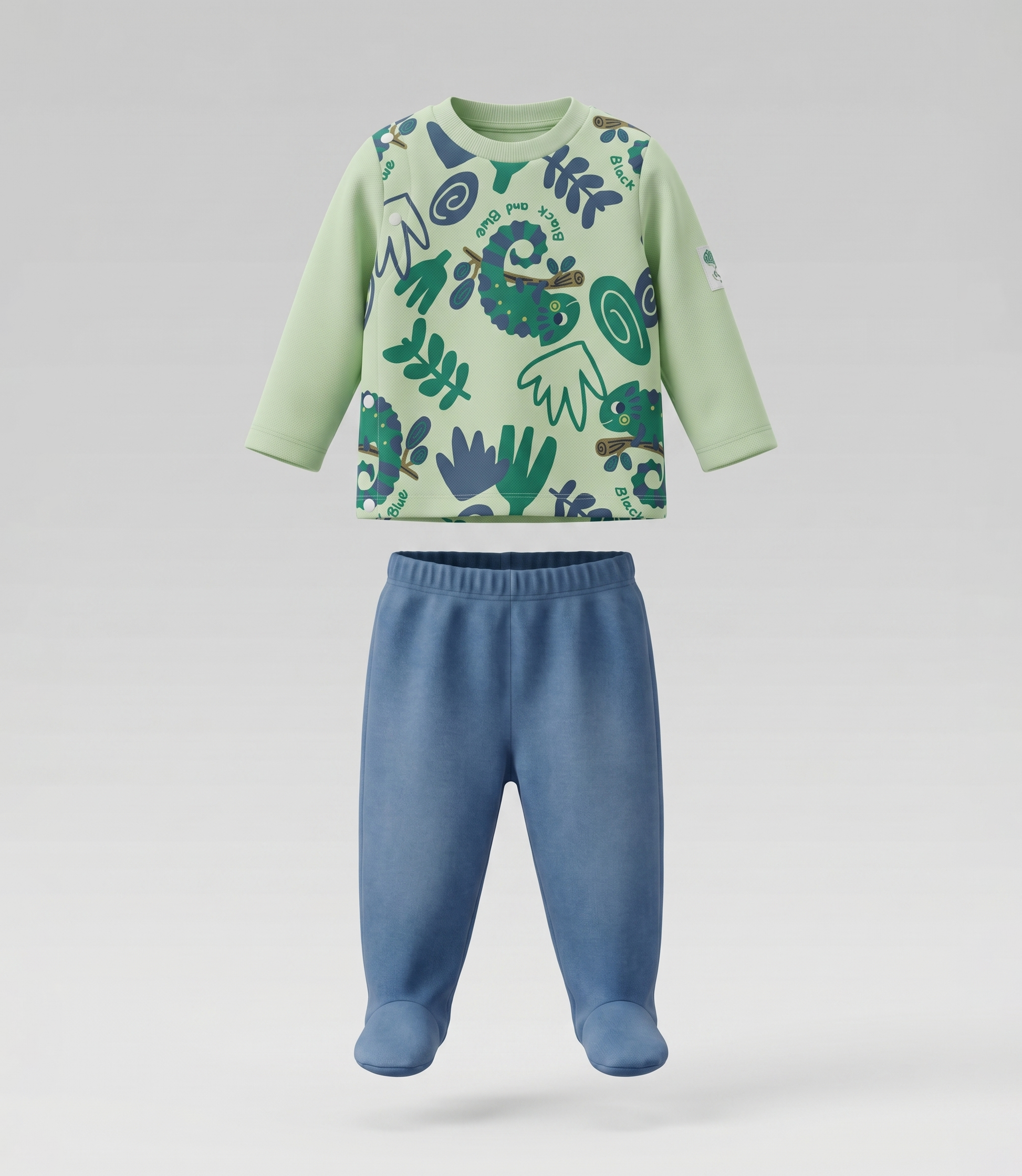 Conjunto recién nacido con camaleón 0 meses / Verde