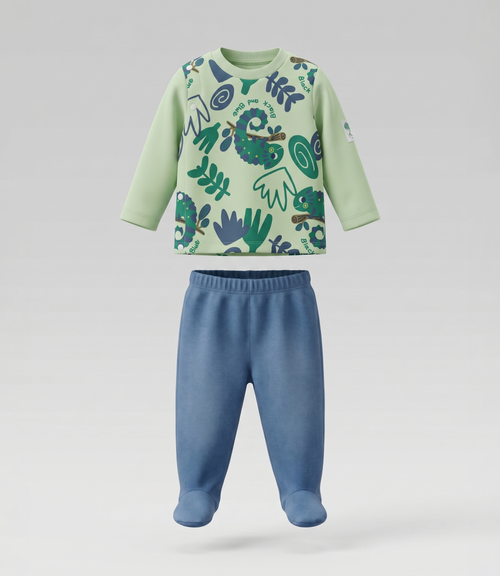 Conjunto recién nacido con camaleón 0 meses / Verde