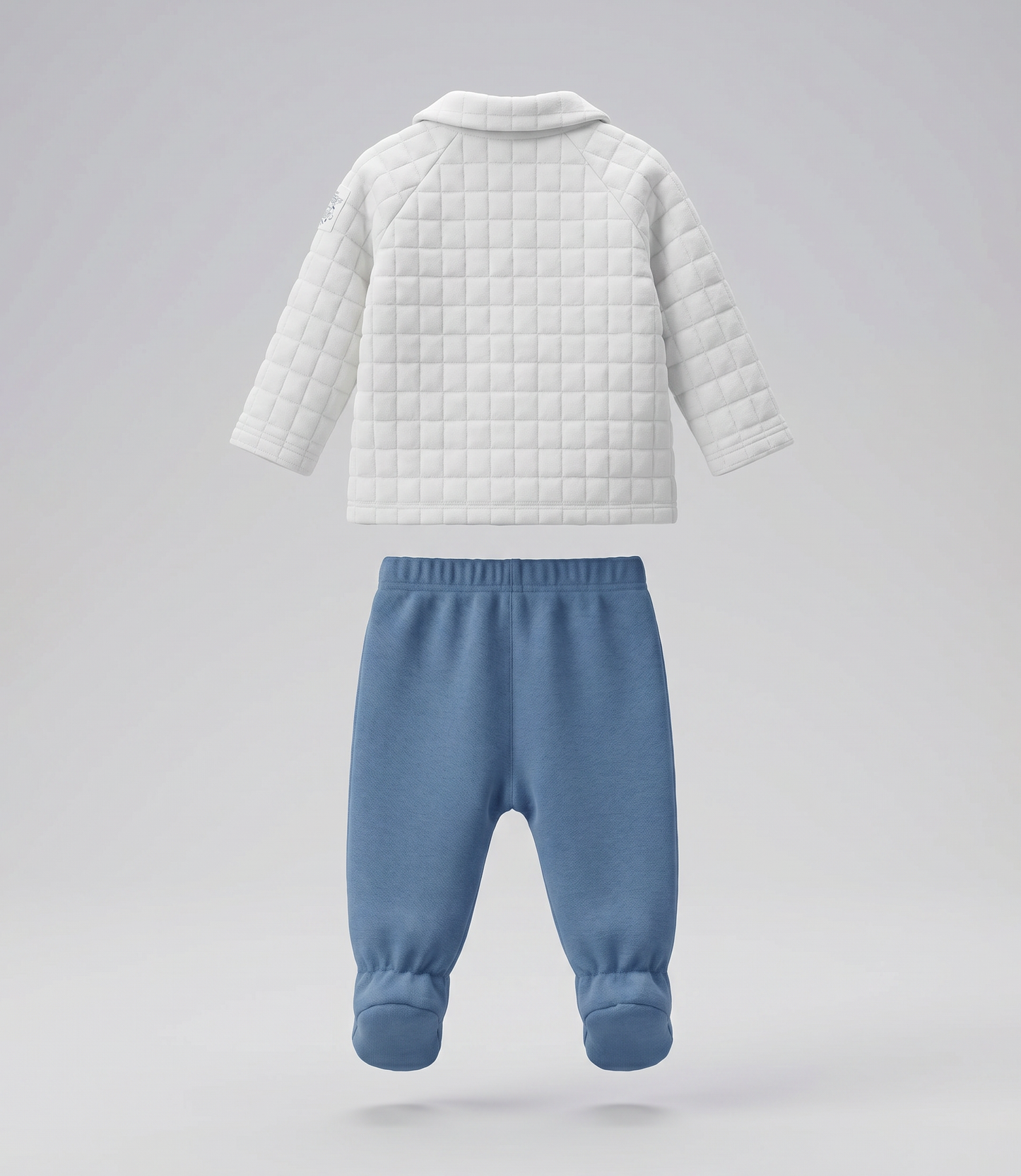 Conjunto recién nacido cuadrillé con camaleón 0 meses / Crudo