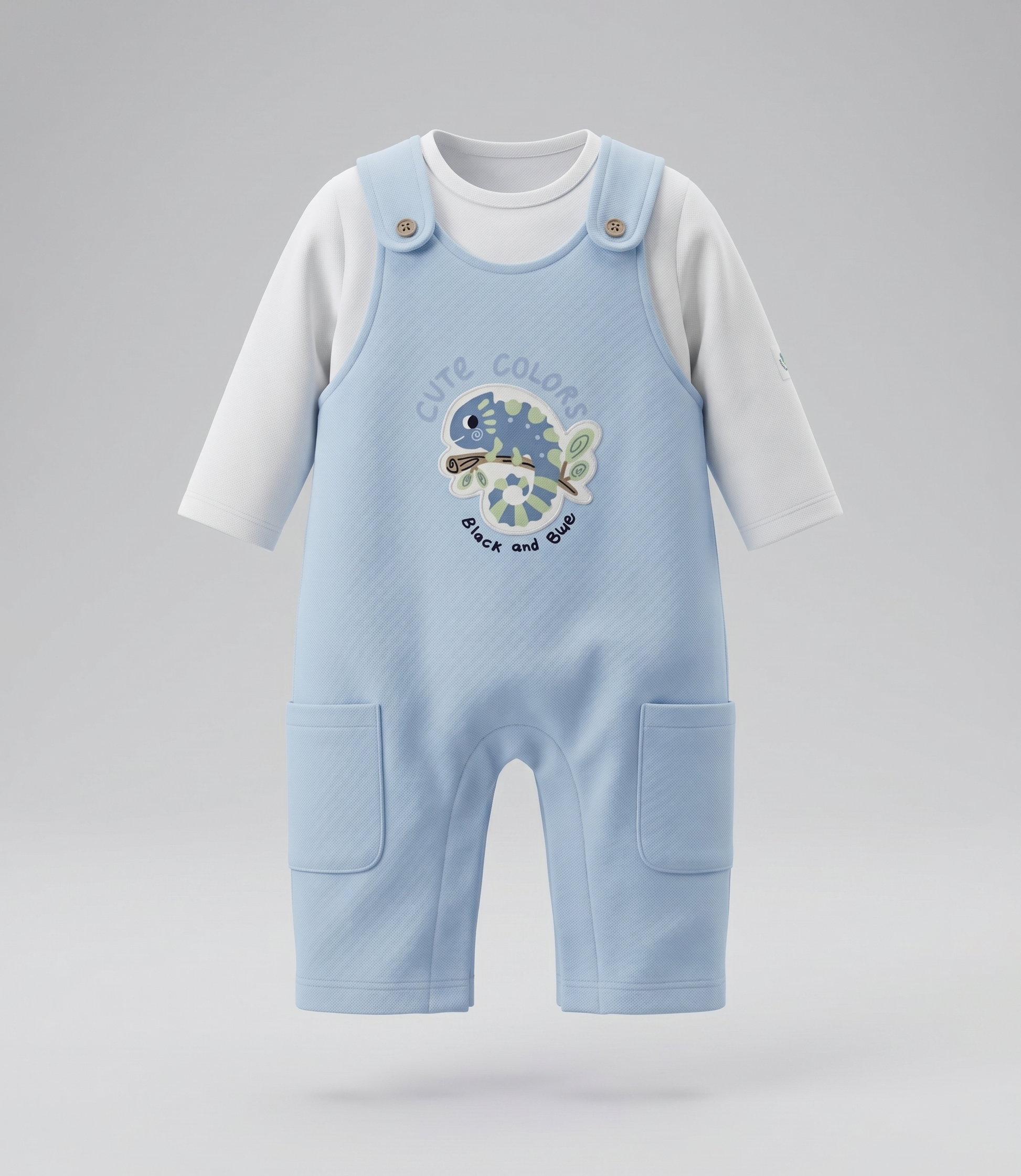 Conjunto recién nacido con camaleón 0 meses / Celeste