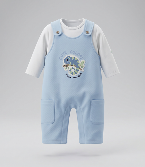 Conjunto recién nacido con camaleón 0 meses / Celeste