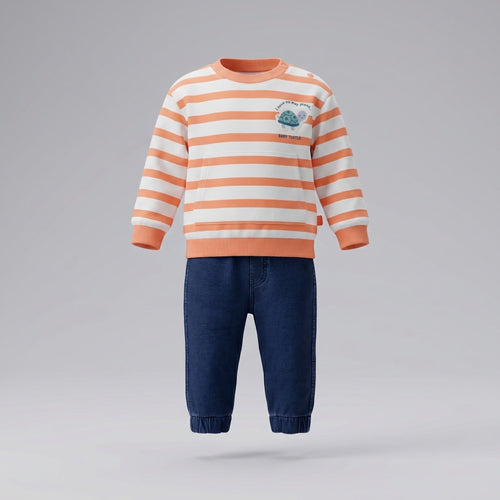 Conjunto recién nacido con rayas 0 meses / Naranjo