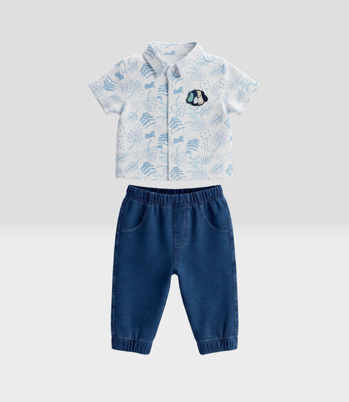 Conjunto recién nacido denim 0 meses / Crudo