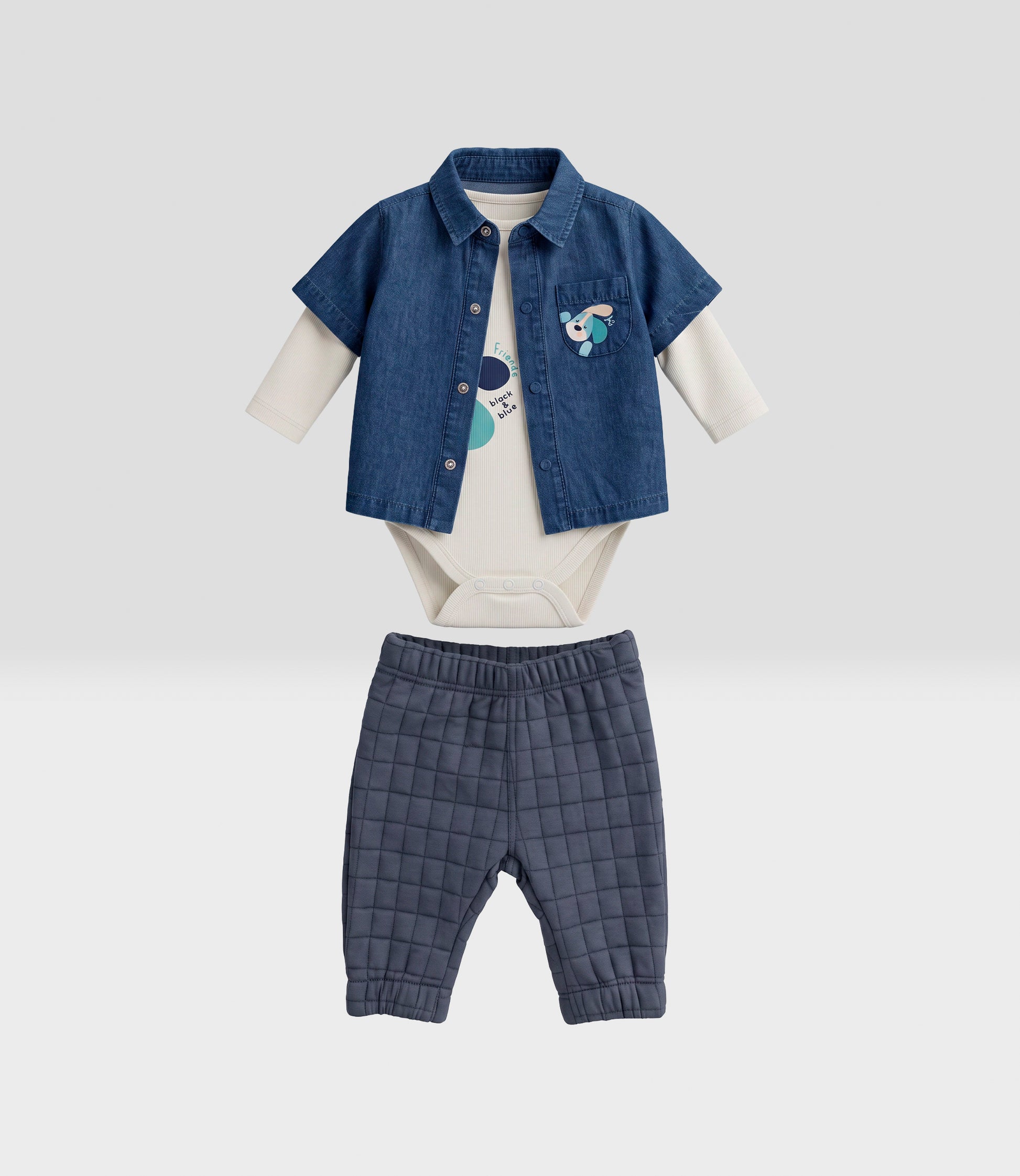 Conjunto recién nacido 3 piezas 0 meses / Crudo