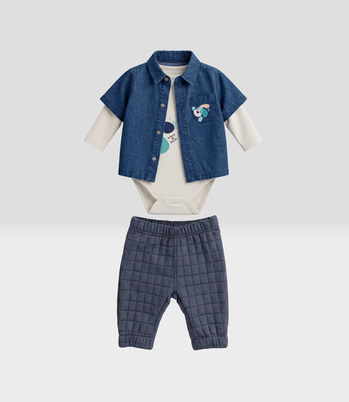 Conjunto recién nacido 3 piezas 0 meses / Crudo