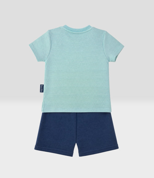 Conjunto recién nacido con dinosaurio 0 meses / Celeste