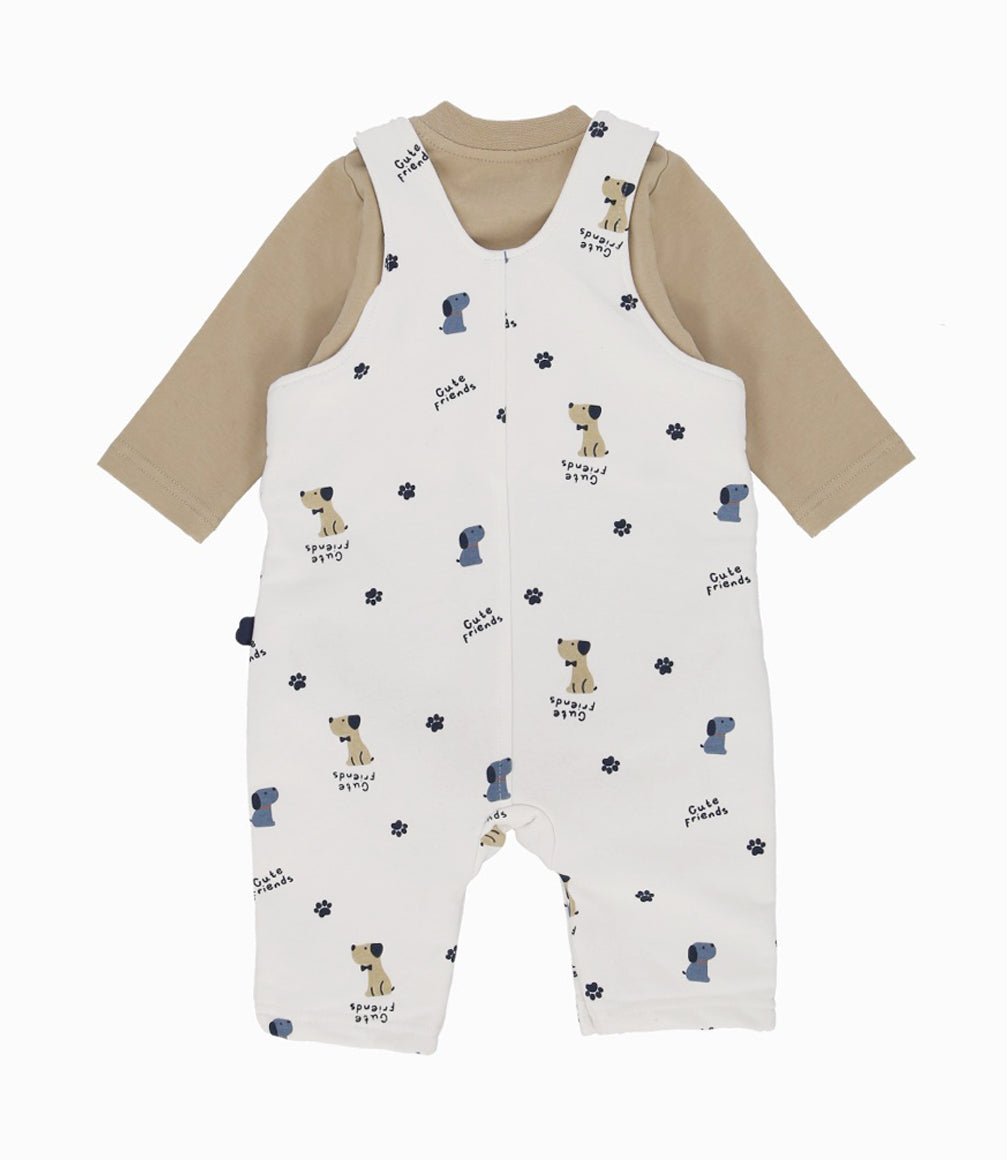 Conjunto recién nacido jardinera y body 0 meses / Blanco