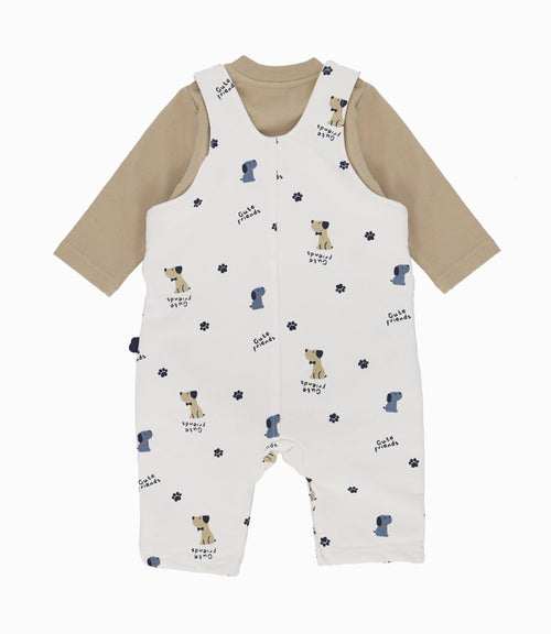 Conjunto recién nacido jardinera y body 0 meses / Blanco