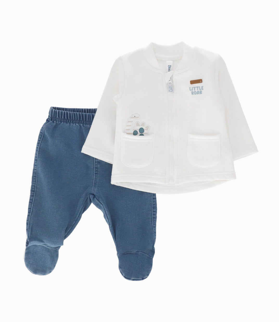 Conjunto recién nacido con dinosaurio 0 meses / Blanco