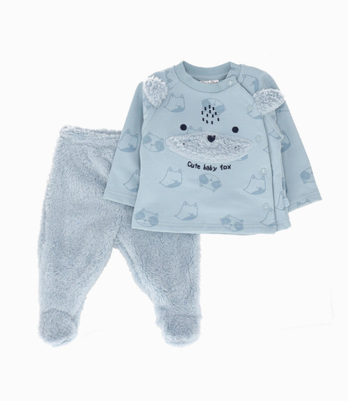 Conjunto recién nacido con diseño 0 meses / Celeste