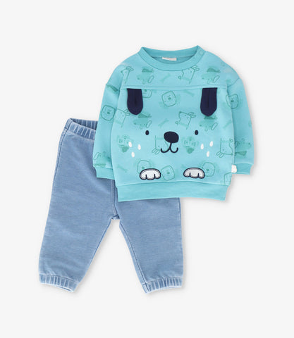 Conjunto recién nacido con perrito