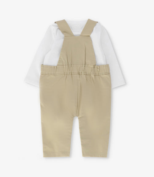 Conjunto recién nacido con jardinera 0 meses / Beige