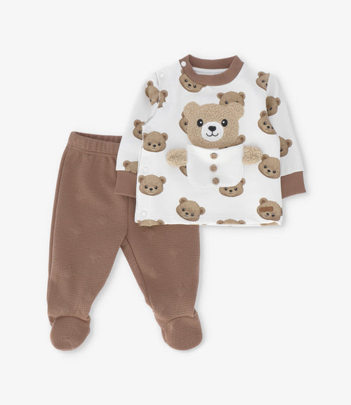 Conjunto recién nacido con ositos 0 meses / Crudo