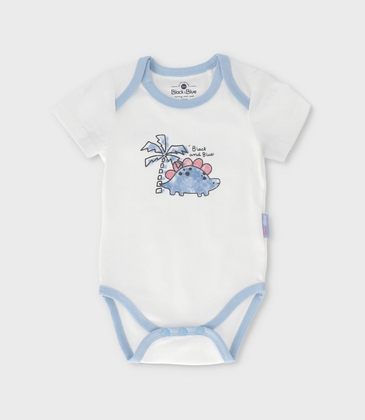 Pack body recién nacido con dinosaurios 0 meses / Celeste