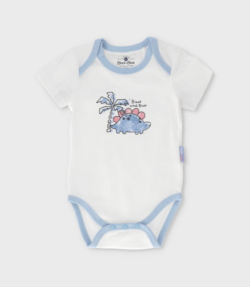 Pack body recién nacido con dinosaurios 0 meses / Celeste