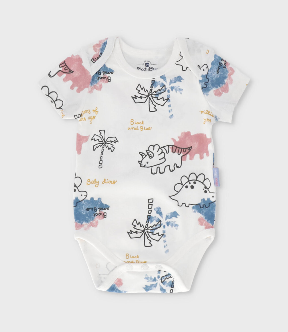 Pack body recién nacido con dinosaurios 0 meses / Celeste