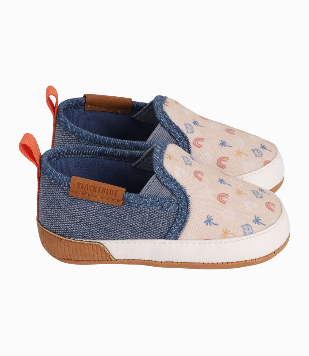 Zapato Recién Nacido Con Figuras Azul