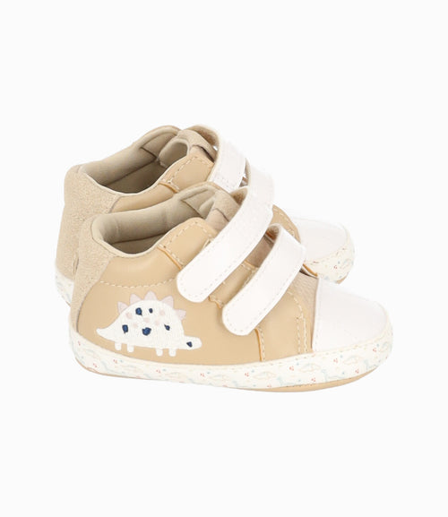 Zapatilla recién nacido con dinosaurio 15 / Beige