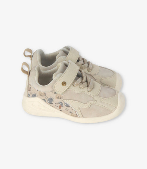 Zapatilla bebé niño con perritos 18 / Beige
