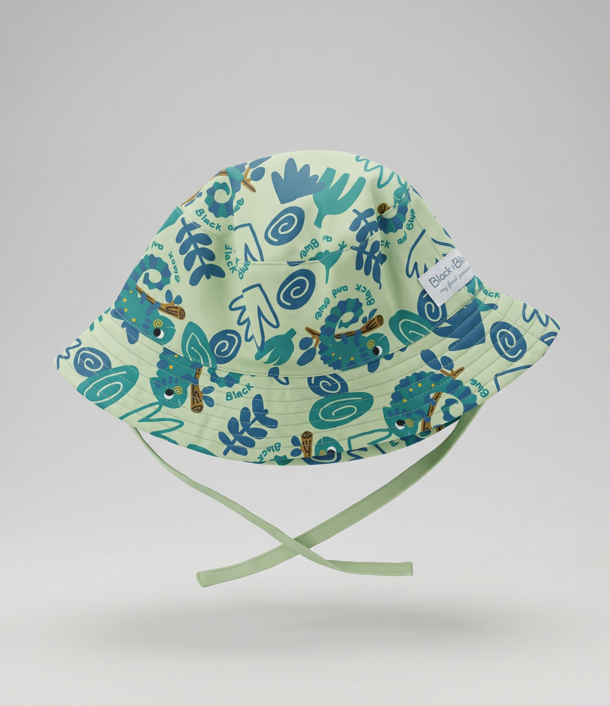 Gorro recién nacido bucket con camaleón 0-6 meses / Verde