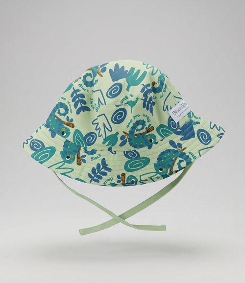Gorro recién nacido bucket con camaleón 0-6 meses / Verde
