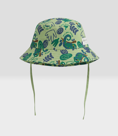 Gorro recién nacido bucket con camaleón 0-6 meses / Verde