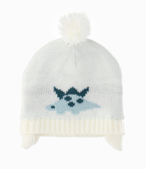 Gorro recién nacido con dinosaurio 0-6 meses / Blanco