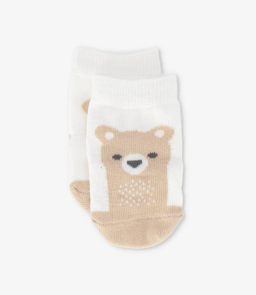 Calcetín recién nacido con osito 0-6 meses / Crudo