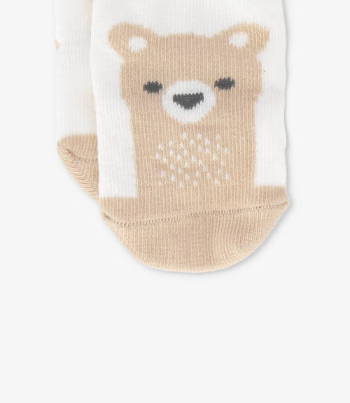 Calcetín recién nacido con osito 0-6 meses / Crudo