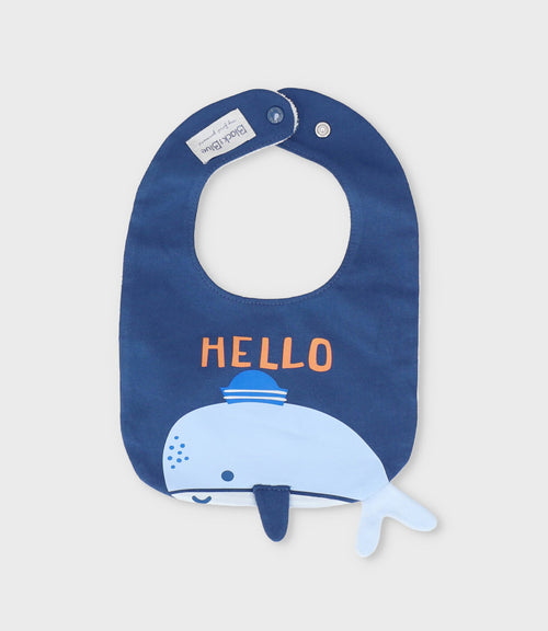 Babero recién nacido con ballena Talla única / Azul