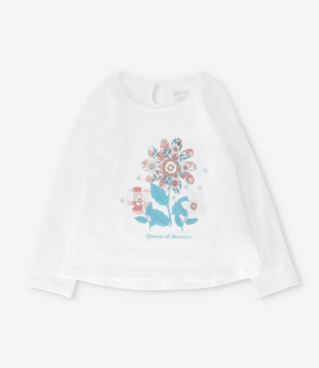 Polera niña con flores 2 años / Blanco