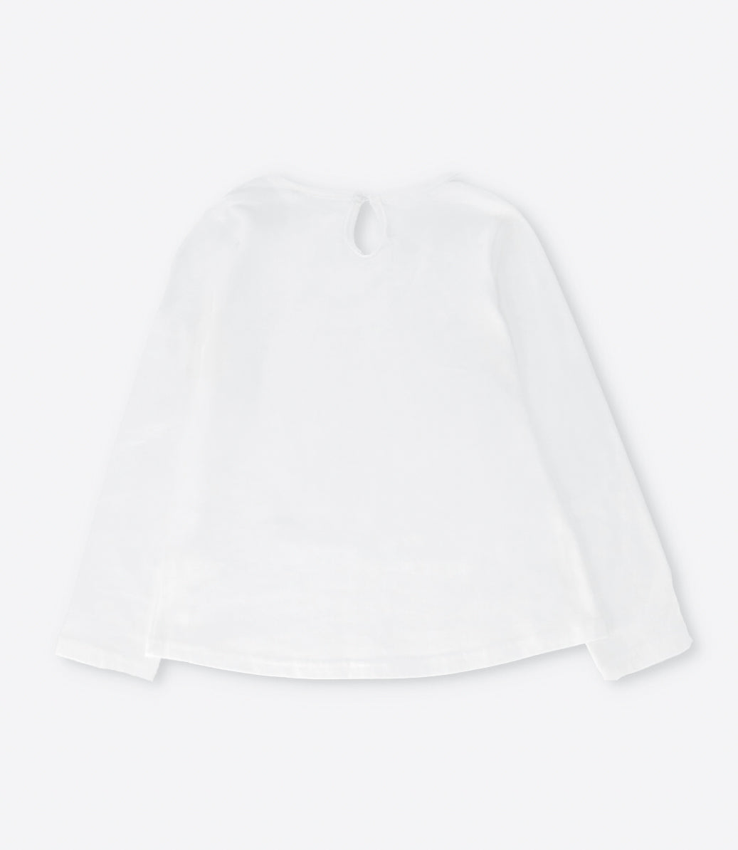 Polera niña con flores 2 años / Blanco