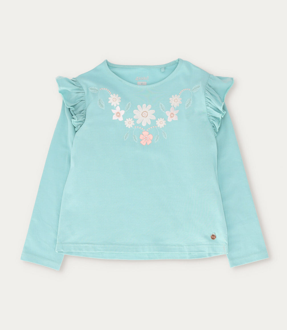 Polera niña con vuelos 2 años / Menta