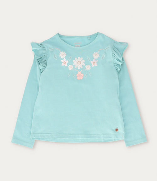 Polera niña con vuelos 2 años / Menta