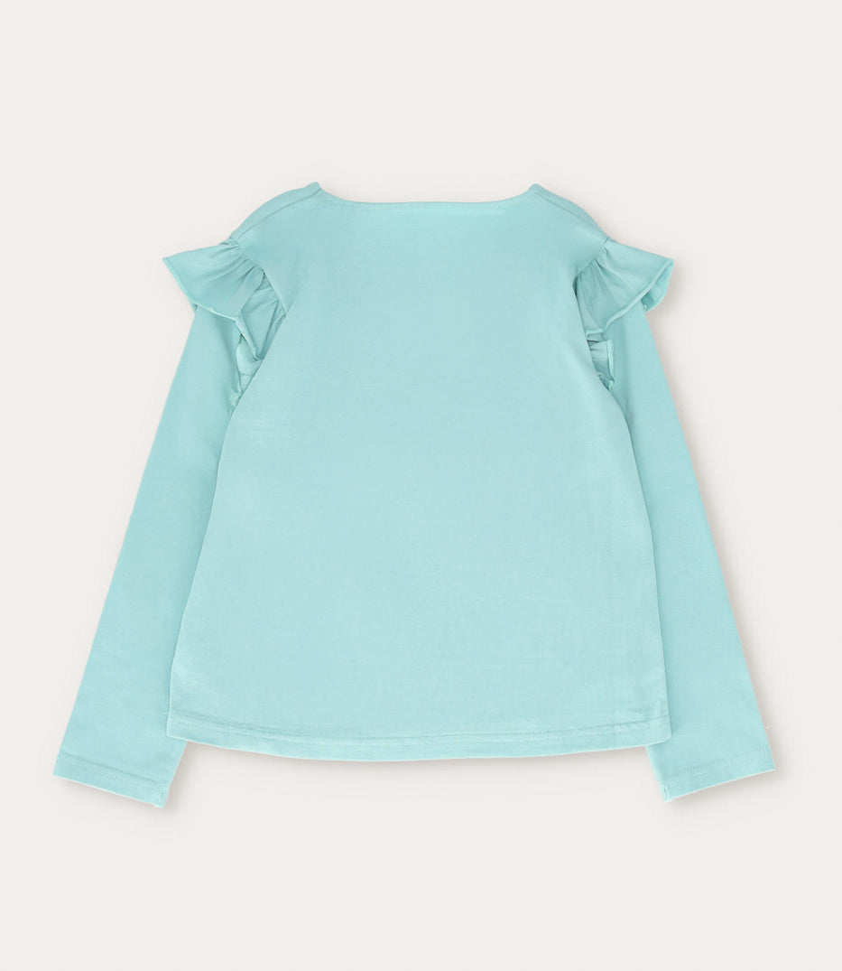 Polera niña con vuelos 2 años / Menta